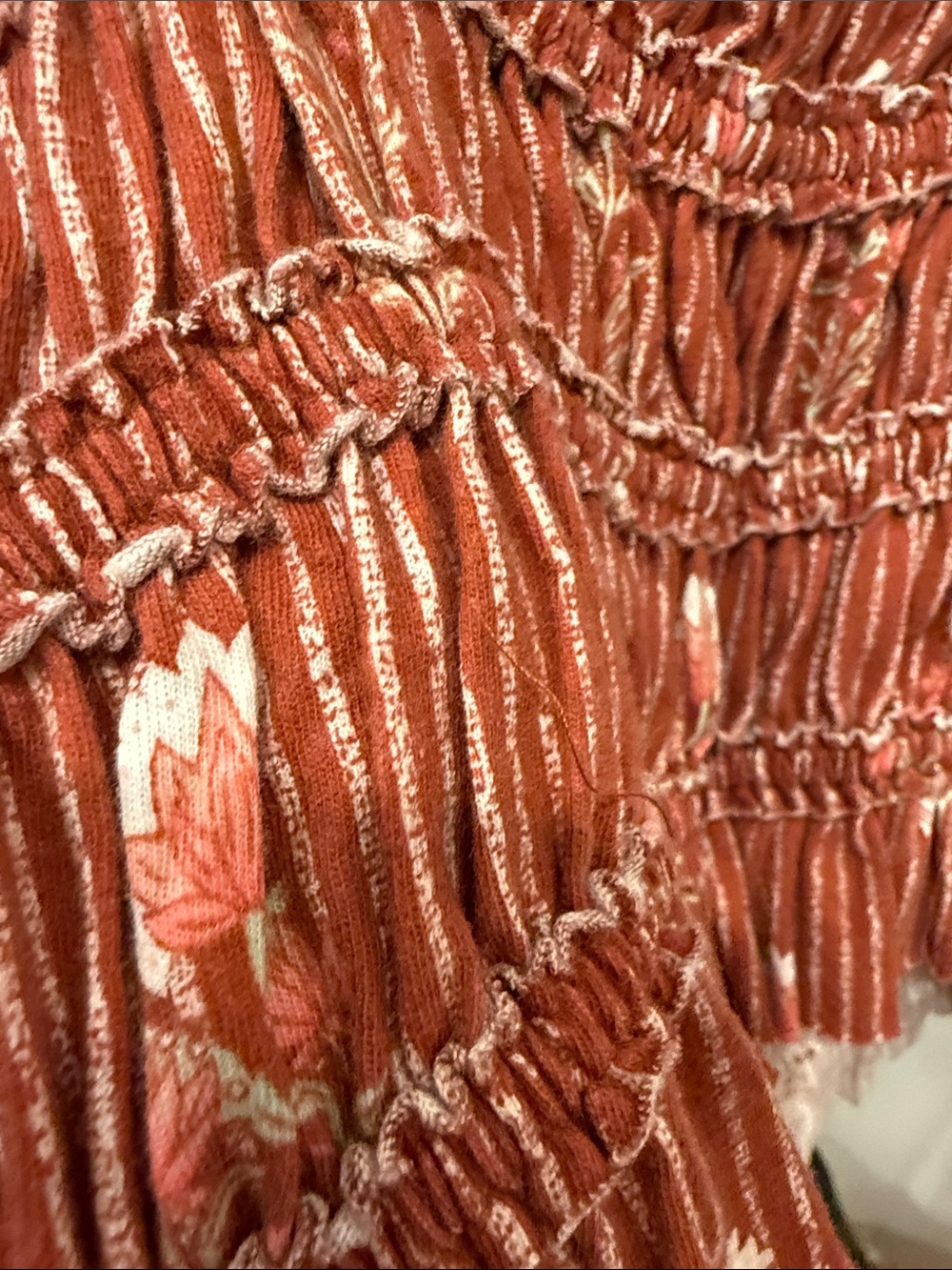 Free People Rust-Red Floral Smocked Cami - Picture 13 of 16
